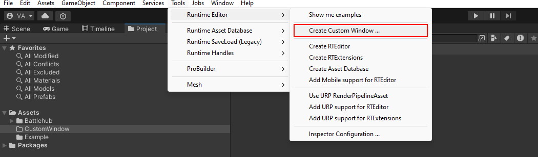 Click Create Custom Window